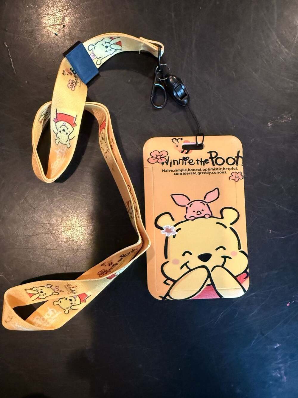 Winnie the Pooh Lanyard with ID Badge Holder Yellow